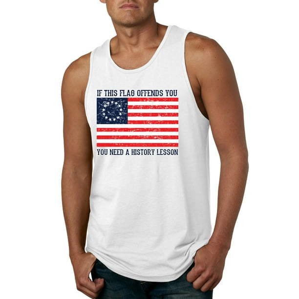 Mens American Pride United States Sleeveless Denim Shirt White 